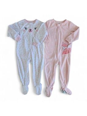 5/$25 Carter’s Toddler Girl Fleece Footed Sleepers Pink Animal Prints Size 2T